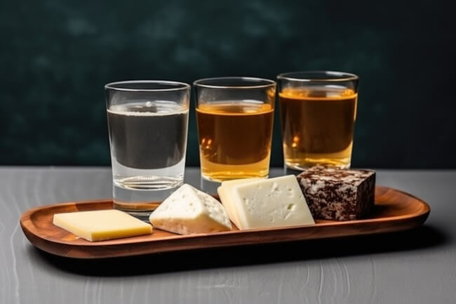 Tequila paired with cheese